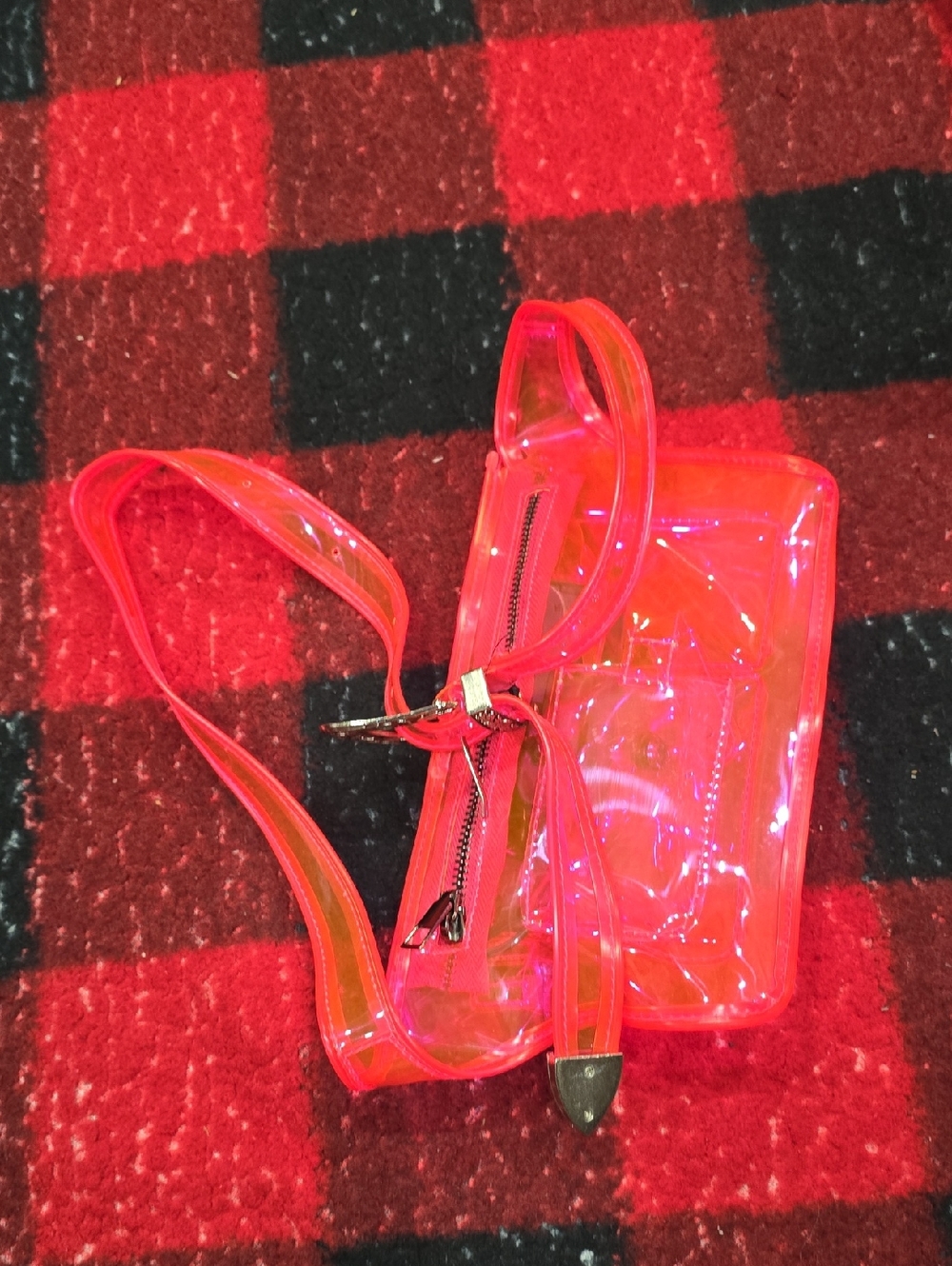 Neon Pink Clear PVC Belt Bag - Picture 5 of 5